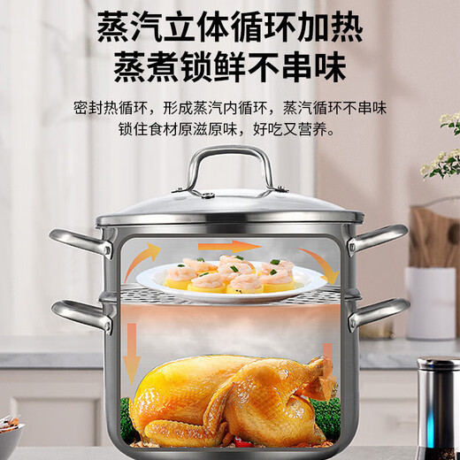 Kornbach steamer 304 stainless steel large capacity soup pot multifunctional steaming pot 24cm multi-bottom gas induction cooker universal