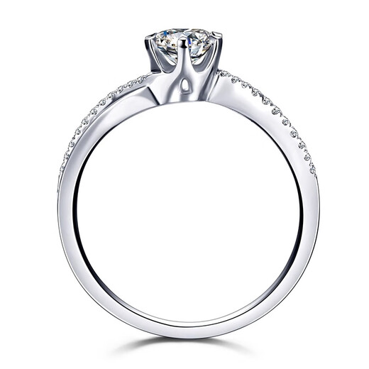 AVHE white 18K gold diamond ring, artificially cultivated diamond, carat diamond ring, micro-set twisted arm six-prong ring, white gold for women, 18K gold ring + 50 points diamond (D/VVS/3EX/N)