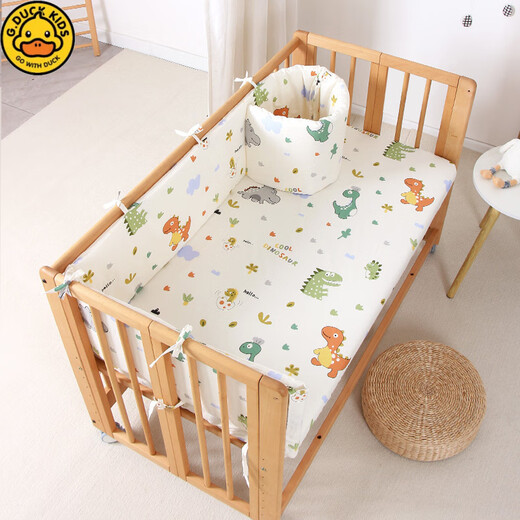 G. Duckkids Cuna Cuna envolvente una pieza Algodón puro Anti-colision Barrera de cerca para niños Camas de empalme El envío Bolsa suave puede ser desmontable y lavado Camino de reino de dinosaurio personalizado [Altura 40 cm] de largo 250 cm