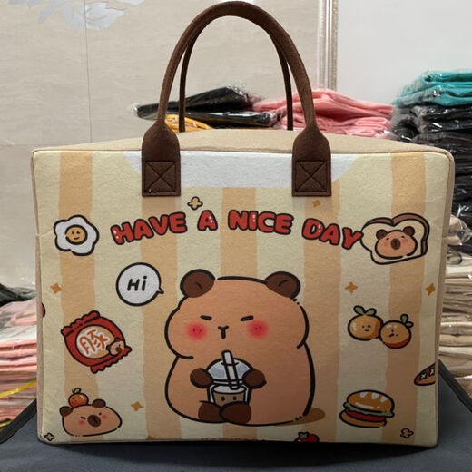 Qisihua 25 new felt storage cartoon travel bag large-capacity outing storage bag suitcase trolley case can be set lucky little squirrel 40*30*20