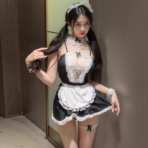 Maid uniform on the bed with shame and sexy suit dating robe temptation 2025 new qqny large size 3 pieces for 3 pairs of socks 7911 maid + 7027 nurse. The average size recommended weight 80-120 Jin [Jin equals 0.5 kg]