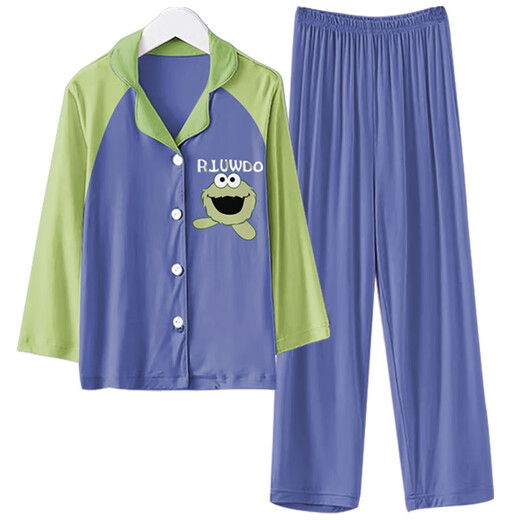 Modal Boys Pyjama Frühlings- und Herbst-Modal-Kinder-Langarm-Kinder-Home-Kleidung für Kinder mittelgroße Kinder 2024 Neuer Herbst 2M-ST-12158 12 Größen (120-130) cm