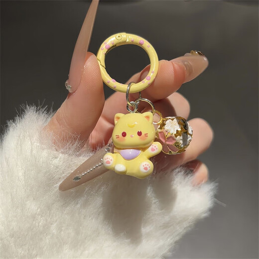 NUEVO estilo Cat Cartoon Keychain Student Schoolbag de chicas colgantes Lindo accesorios de bolsas de bolsas Best Friend Beates de dibujos animados de gato pequeño - White [1]