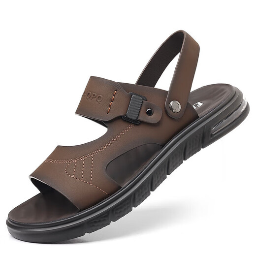 
[Direct sale in the factory] Sandals Men's Summer New Genuine Leather Beach Shoes Men's Middle-aged and Elderly Dual-Soled Sandals Brown 41