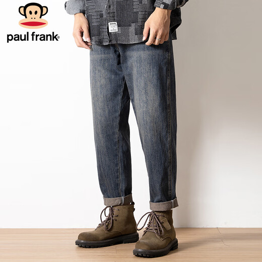 Paul Frank Jeans Men's Autumn Loose Retro Pants Men's Tapered Harem Casual Pants Men's Trendy Retro Blue 32