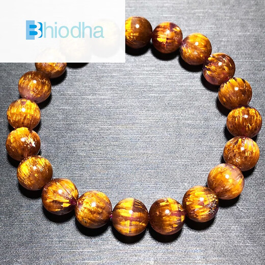 Bhiodha Pangdonglai Qualität Aurora Kristallarmband Aurora 23 Kristall Goldener Titankristall Vollgold Zahnviolett gelber Körper 520 Liebhaber 1421 14mm lila Titanium