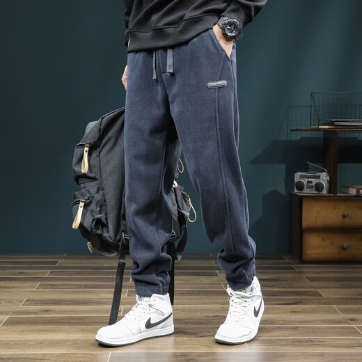 Temperature-locking and lint-free, wear-resistant and dirt-resistant, loose-fitting hooded sweatpants, labor insurance pants, casual pants, sweatpants overalls, dark gray (plus velvet) 2XL recommended 125-140Jin Jin equals 0.5 kg