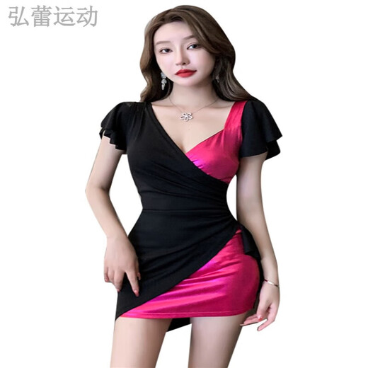 Jie yintong deep v sexy женское ночное платье ночного клуба Slim и Slim ship короткая юбка ночная сцена.