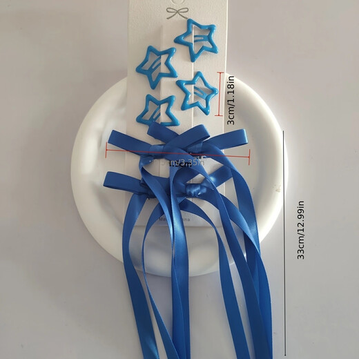 ENRMIIV bow braided hairpin star pink purple blue hairpin concert music festival support color hairpin set yellow 6-piece set