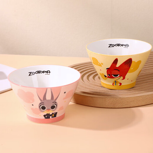 Disney children's cartoon bowl Judy Nick Crazy Zootopia new underglaze color rice bowl noodle bowl large capacity bowl Nick hat bowl single