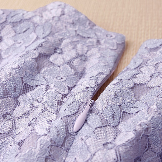 
OLJ light luxury brand dress for women 2025 summer new slim Chinese style cheongsam versatile acetate lace skirt Violet M