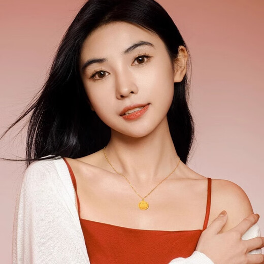 Ji Bochi pure gold-wrapped silver necklace for women G24K gold color dragon swing tail pendant natal year zodiac dragon clavicle chain for girlfriend Shenlong swing tail single pendant with thickened gold layer