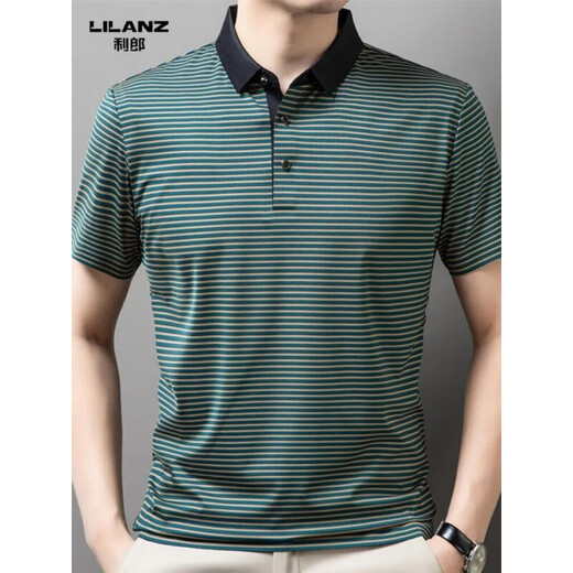 Lilang Herren Revers kurzärmelig T-Shirt Sommer gestreiftes und junges Unternehmen Casual Polo-Hemd eisähnliche atmungsaktive Top Navy 13691 Cut-Off-Code 165