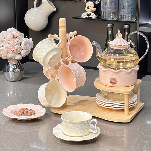 Xibaisheng Light Luxury Cup Set Home Drinking Cup Set Living Room Hospitality Tea Cup 6 Heat-Resistant Teapots Tea Set Complete Set Light Luxury Cup 15-piece Set 1810