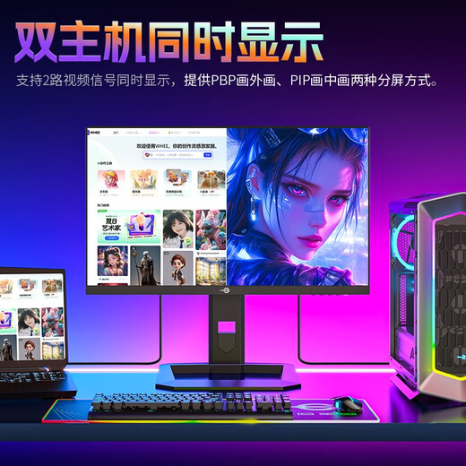 泰坦军团24.5英寸 1152分区 MiniLED 2K 320Hz DyDs技术 RGB背光灯 升降旋转1msGTG专业电竞显示器P245MS+ 