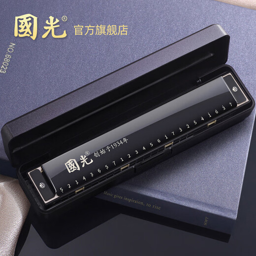 Guoguang armónica 24 hoyos Polifónico C-Tune Estudiantes y niños Instrumento de órgano de entrada autoestudio de adultos Silver Starry Silver [polifónico C-Tune + Paquete de regalos de autoaprendizaje + Video