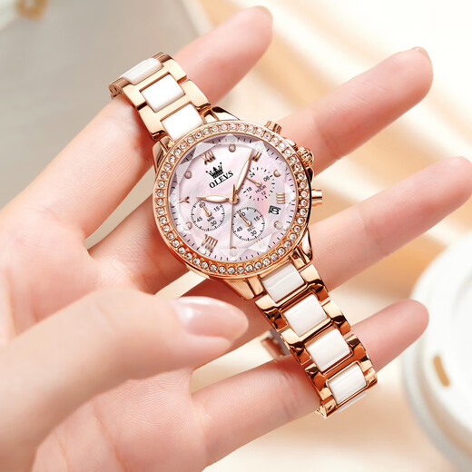 OLEVS Swiss Certified Brand Watch Women's Luminous Waterproof Quartz Women's National Watch Business Light Luxury New Year's Gift for Your Lover