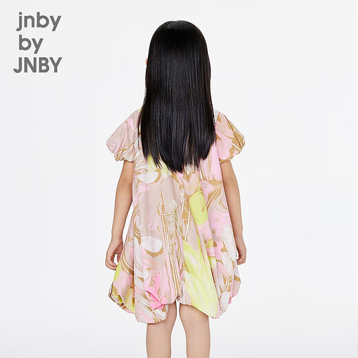 jnby by JNBY新款江南布衣童装A型圆领短袖中长款连衣裙25夏女童1P4G11960 690/杂粉 图案随机 120 cm