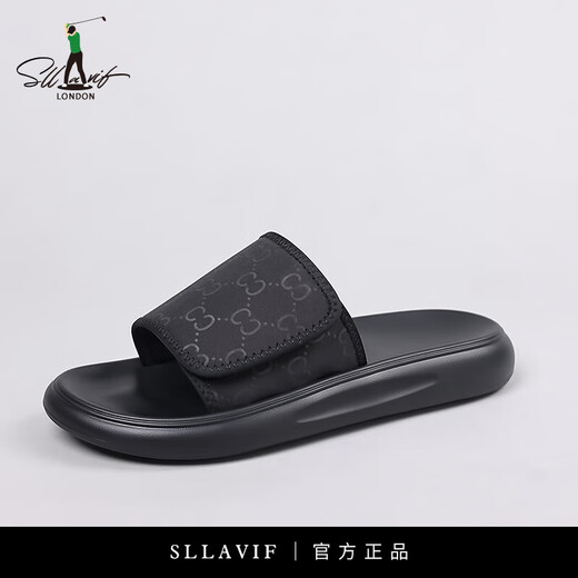 Sllavif Slippers Summer para hombres Nuevos zapatos de playa suaves y de moda versátiles para hombres que usan zapatos de golf de una línea impermeables y a prueba de olores Negro 6189 42