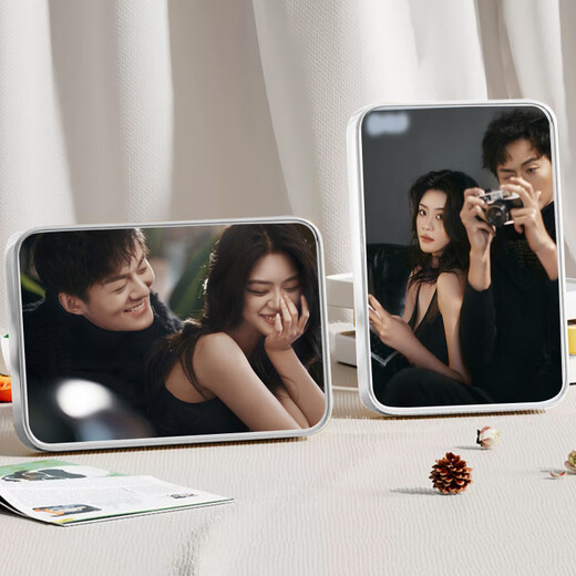 Marco de fotos de boda, fotos lavadas, personalizado en ampliación de fotos, mesa para colgar en la pared, impresión de cristal, alta gama, blanco noble, madera_8 pulgadas