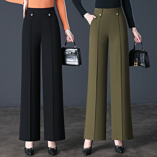 2024 Frühlings- und Herbst neue beste Freizeithose für Frauenhosen modische vielseitige Hose hohe Taille lose Weitbeinhosen 9277af70 Militärgrün 26 s Größe