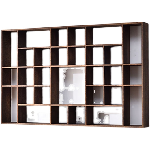 Sanqihu solid wood Duobaoge tea cup rack teapot tea set storage storage wall-mounted display rack Chinese retro tea re-burning special shape 4839 grid large size