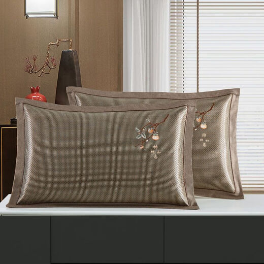 Almohadas de verano para hombres Summer Summer Silk Pillow Case de almohada de doble cara cubierta de núcleo de almohada de ratán fresco para adultos más enredadera de hielo 679-7 (lavable) predeterminado 48*74 estuche de almohada (un par)