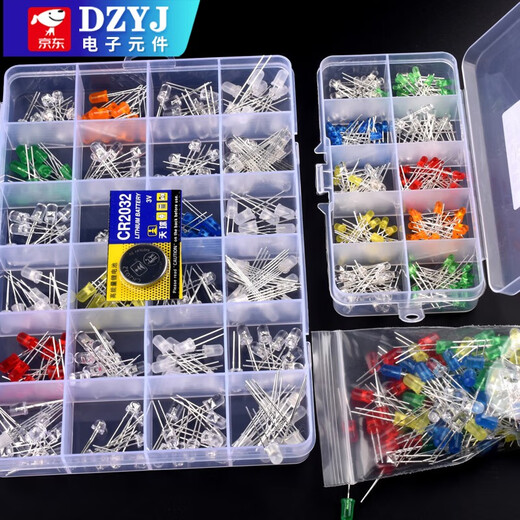 Paquete de diodos emisores de luz de 3 mm/5 mm Paquete de componentes de cuentas de lámpara LED rojo, verde, naranja, amarillo, azul, blanco bolsa/caja de niebla LED de 5 mm 3 tipos de bolsas