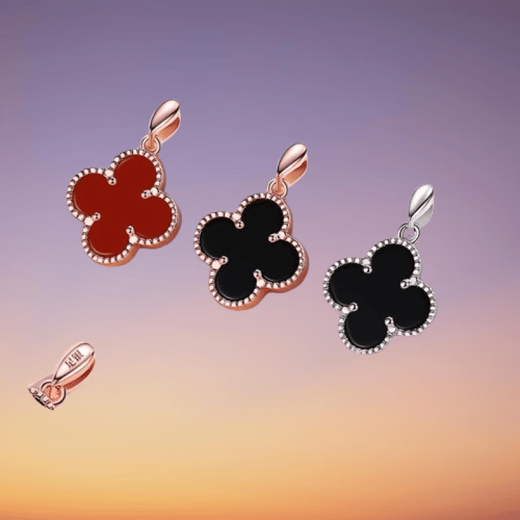 Fat Donglai's same 18k gold pendant single pendant red chalcedony four-leaf clover necklace for women 18k rose rose gold-red agate (single pendant)