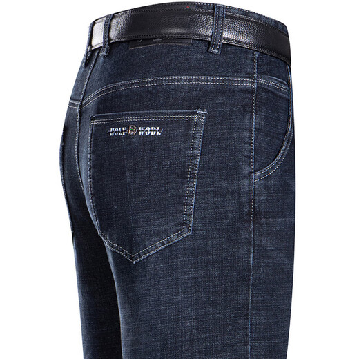 Sept Wolf (SW1960) Spring and Summer Min Cotton Jeans Business d'âge moyen masculin Straight Size Casual Waby Dad Pantalable Breathable Long Pants 3891 Zhonglan Summer Thin 31 [2 pieds 4]
