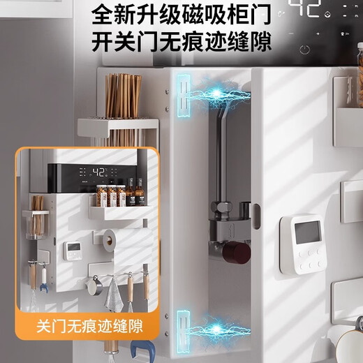 Huangchen Bouclier de chauffe-eau à gaz de cuisine Plaque de trou de suspension murale Crochet de support de rangement Tuyau magnétique dissimulant le couvercle décoratif 45 * 40 * 20 + 2 crochets porte simple gauche/droite