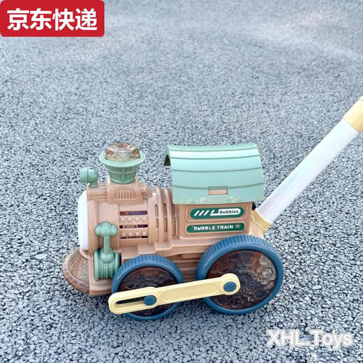 Blaue Farbe Er Kinder Handschubblasenmaschine Zug automatisch Musik hellblasen Blasen Outdoor Kinder Walking Spielzeug Geschenke Ins Hand Push Bubble Train