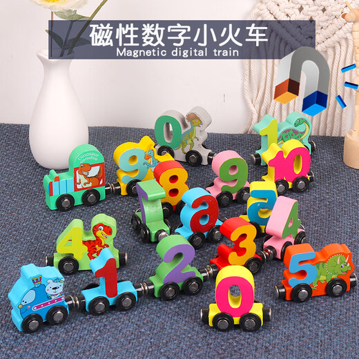 Kindermagnetzug Magnetic Digital Digital Magnety Toy Assembly Building Blocks Boy's Magnet Car 1 Basismodell 12 Magnetischer digitaler Zug