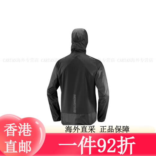 Salomon Comfortable Breathable Letter Print Long Sleeve Hooded Running Waterproof Windproof Casual Jacket Men and Women Black S