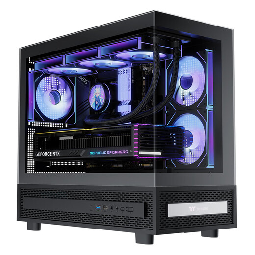 Thermaltake（Tt）钢影透S-M 海景房机箱 电脑主机 黑色（M-ATX主板/支持360水冷/9风扇位）