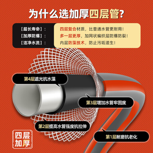 Orichi portable high-pressure car wash water gun household powerful floor washing pressurized water pipe H3 water gun + connector + 10m four-wire pipe