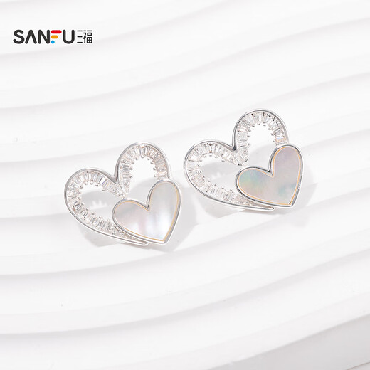 Sanfu City silk satin beige earrings pair, elegant and fashionable personalized jewelry accessories earrings 844230 15786 2 pieces