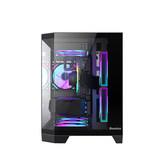 Huntkey S980 Tornado Habitación panorámica sin columnas con vista al mar S900/S960/S920/S970 Caja host para computadora Blizzard Ice Blade (compatible con placa base ATX/refrigeración por agua 360) S960 Blizzard X Ice Blade Edition Caja única negra