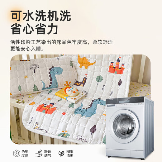 Double-layer gauze mattress baby small mattress pure cotton spliced bed soft cushion children kindergarten sleeping mat baby mattress Dinosaur Castle single mattress 60*120cm kindergarten small bed recommended size