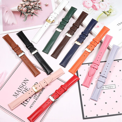 VCK adapted to Casio SHE4048 4539 4540 5010 LTP1391 Disney pink white Tissot Longines children's waterproof leather watch strap for women 14mm (A145) white-(K2) silver global pin buckle