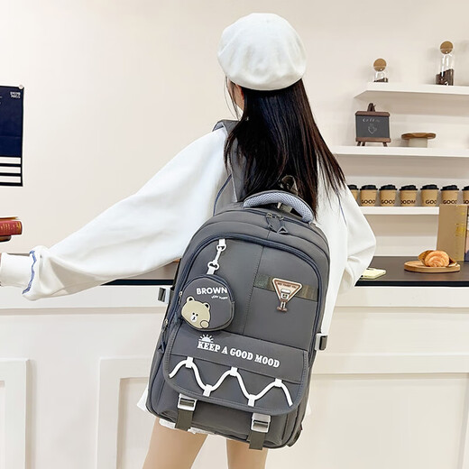 Niedliche Star Girls 'Schultaschen der Grundschule der Grundschule der Klasse 4, 5 und 6 Retro-Rucksäcke Junior mit hoher Kapazität Reise-Rucksäcke Grau