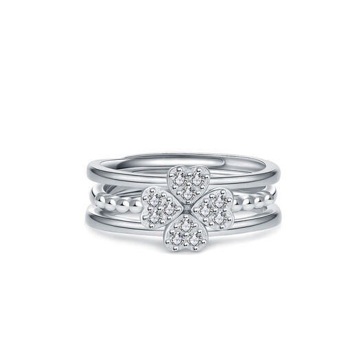 KZD Old Phoenix four-leaf clover ring three-in-one sterling silver Internet celebrity personality detachable index finger ring for women in four-leaf clover ring