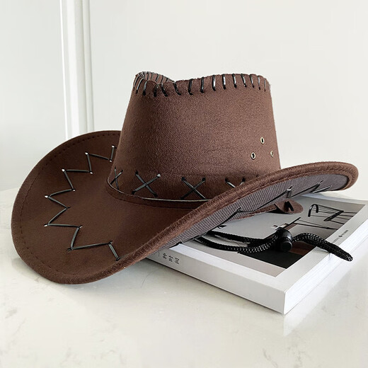 oein western cowboy hat men and women prairie hat large size sunshade desert travel sun hat mountaineering hat hiking medium brown main picture