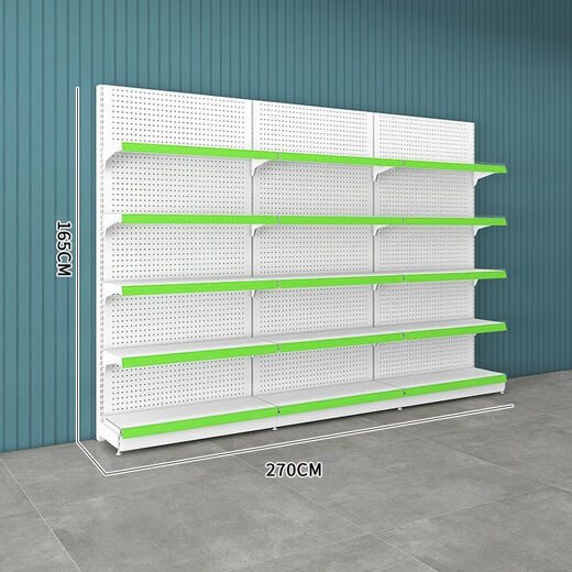 Hole board shelves supermarket floor-standing hole board punch-free convenience store shelves single and double-sided snacks multi-layer fishing gear collection white 5 layers 165 high 2.1 meters long single side