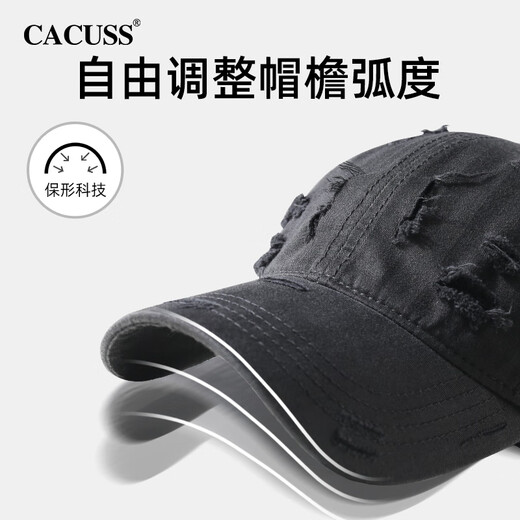CACUSS baseball cap men's four-season soft top ripped baseball cap women's trendy fashion sun protection hat casual outdoor sun hat