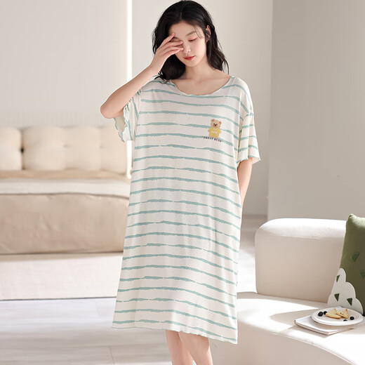 Modal Nightband Sommer Frauen 2025 Neues Modal Ice Seide kurzärmelig kühles Gefühl kann außerhalb von Heimkleidung Pyjamas Kleid 13297 2xl 140-160jin [Jin entspricht 0,5 kg] vor 16 Uhr am selben Tag geliefert