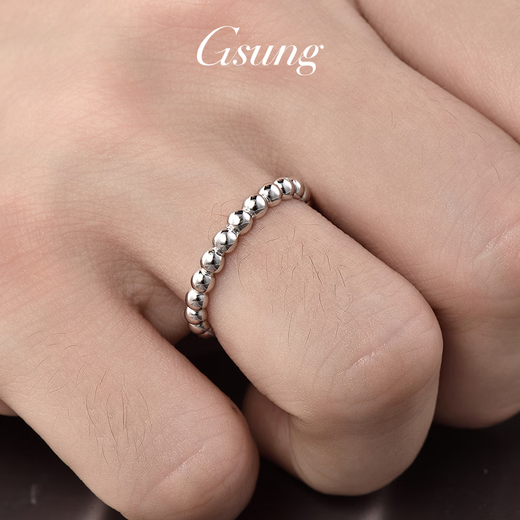 GsunG platinum PT950 bead ring is a perfect and smooth women's exquisite and versatile pure platinum ring. It can be customized. Priced by the gram. Contact before bidding.
