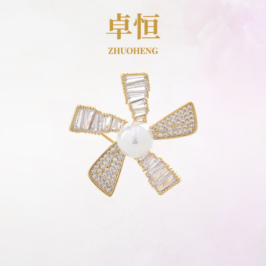 超闪水钻雪花胸针女ins设计感轻奢五层铜镀金保色镶锆胸饰潮 金色XH-2687-068 铜+镀金