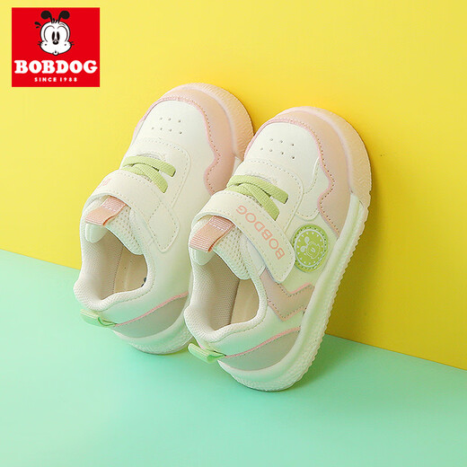 BOBDOG baby toddler shoes non-slip spring and autumn new style girls sneakers breathable leather casual functional shoes for infants and young children beige pink (leather) size 25/shoe inner length 16.4cm