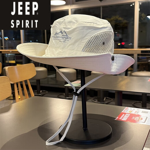 Jeep (JEEP) comfortable cotton and linen fabric mountain sun visor hat for men and women hiking and camping fisherman hat outdoor fishing protection khaki color - quick-drying outdoor fisherman hat head circumference 52-61cm